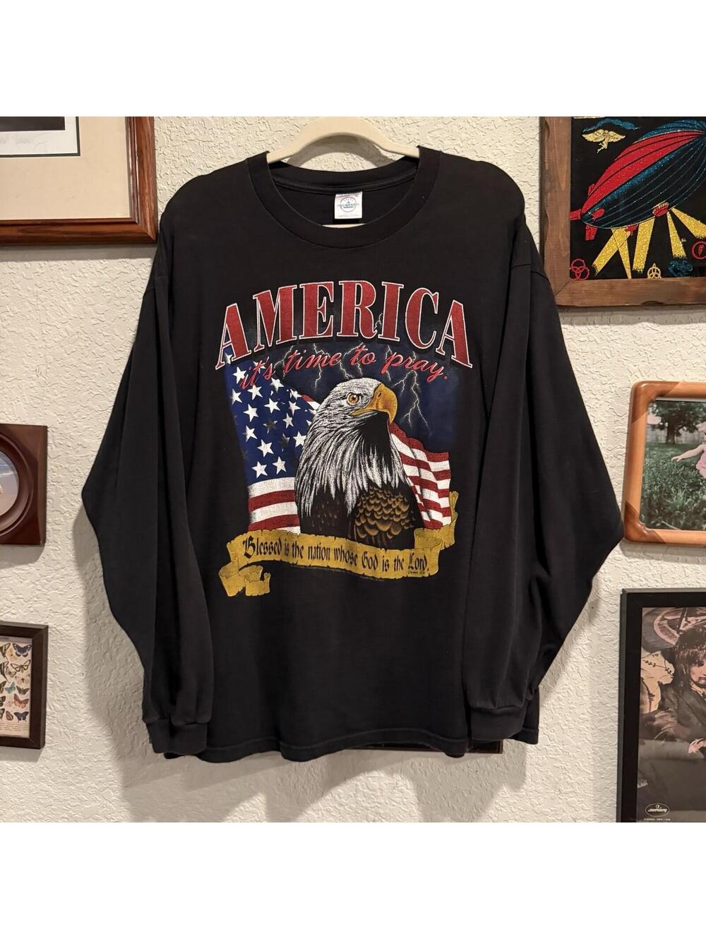 Vintage 1995 Living Epistles America It's Time To Pray Long Sleeve Shirt Size XL